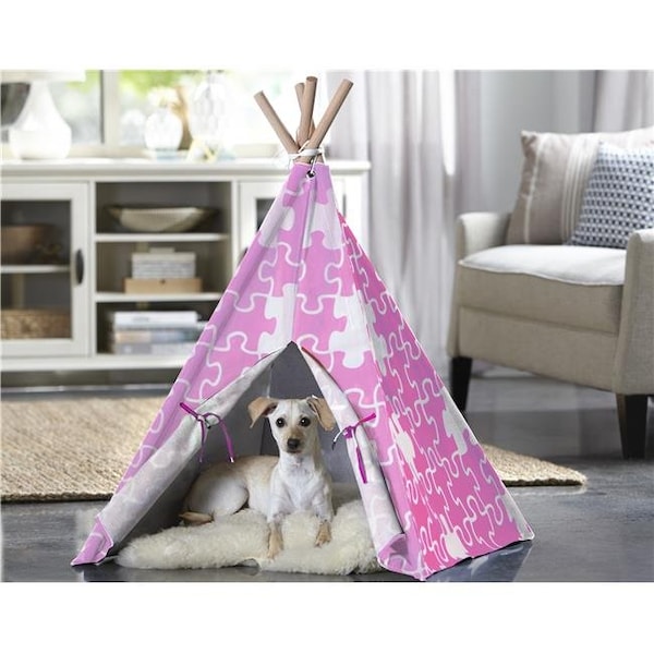 Merry Products Merry Products PTP0050203100 Pink Puzzle Pet Teepee Tent; Medium PTP0050203100 - main